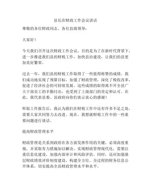 县长在财政工作会议讲话