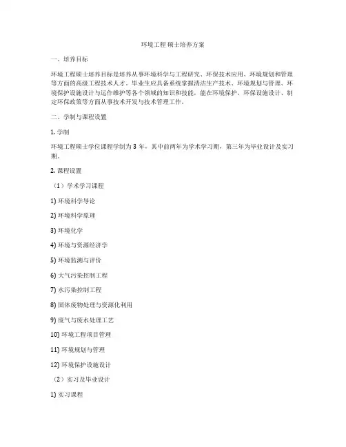 环境工程 硕士培养方案