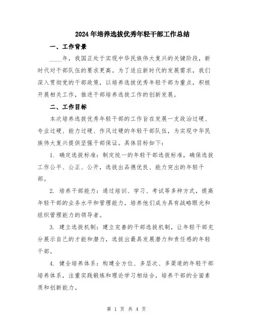 2024年培养选拔优秀年轻干部工作总结