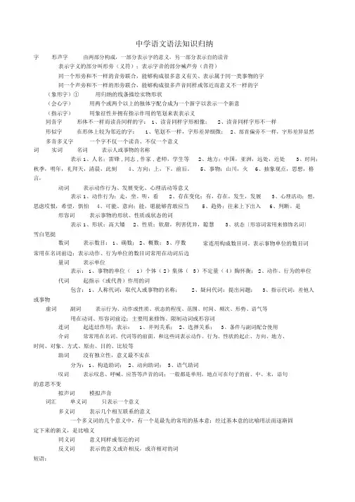 【掌控中考】2019中考中考语文总复习专项复习资料语法知识归纳素材