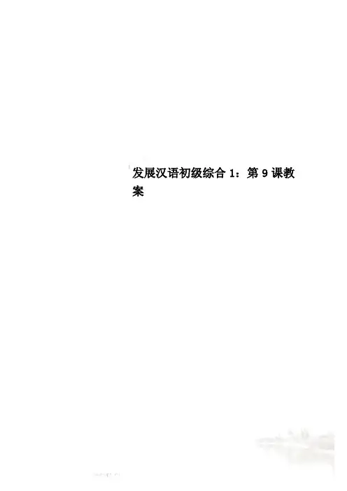 发展汉语初级综合1：第9课教案