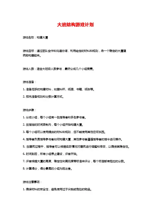 大班结构游戏计划