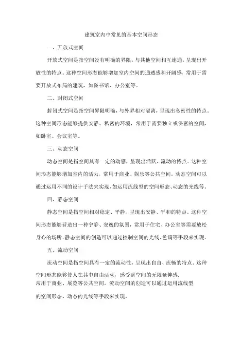 建筑室内中常见的基本空间形态