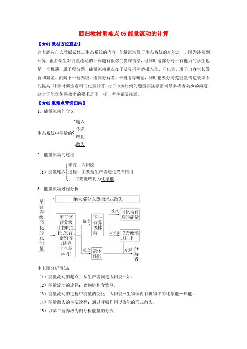 2023届高考生物考前冲刺过关回归教材重难点05能量流动的计算