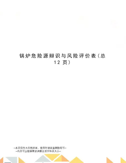 锅炉危险源辩识与风险评价表