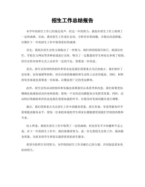 招生工作总结报告