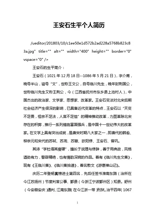 王安石生平个人简历