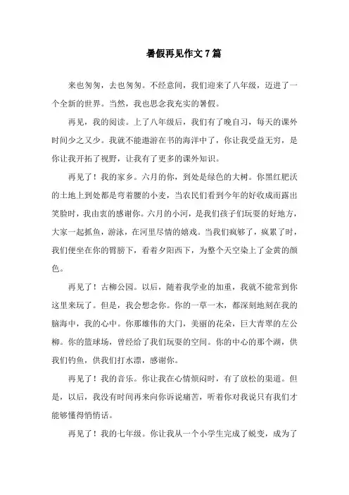 中小学暑假再见作文