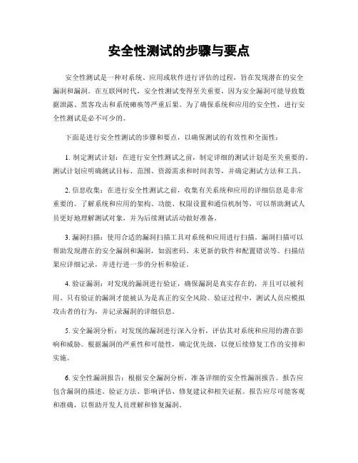 安全性测试的步骤与要点