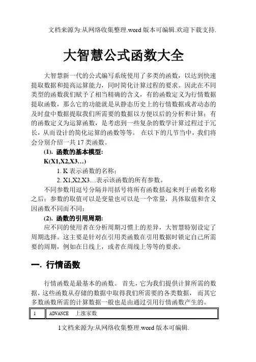 大智慧公式函数大全