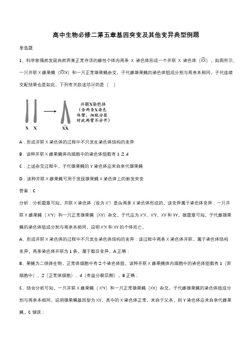 高中生物必修二第五章基因突变及其他变异典型例题(带答案)