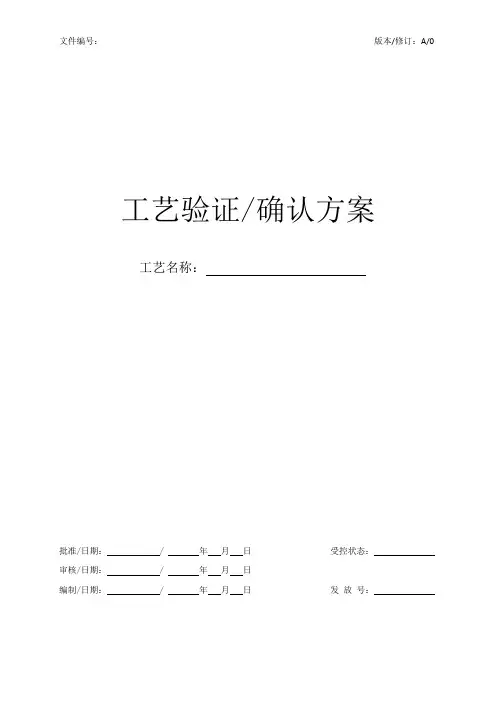 3工艺验证确认方案示例