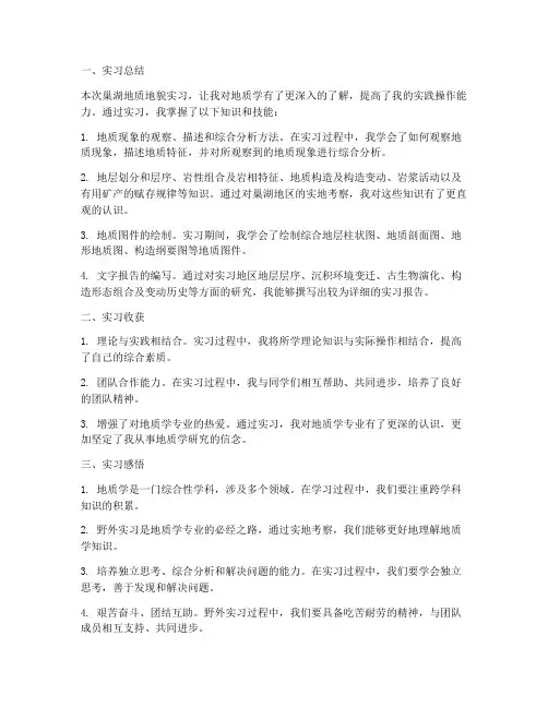 巢湖实习报告(下)