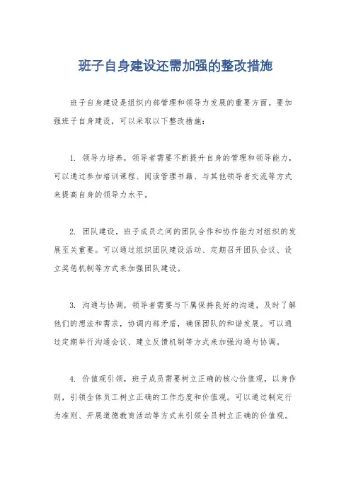班子自身建设还需加强的整改措施
