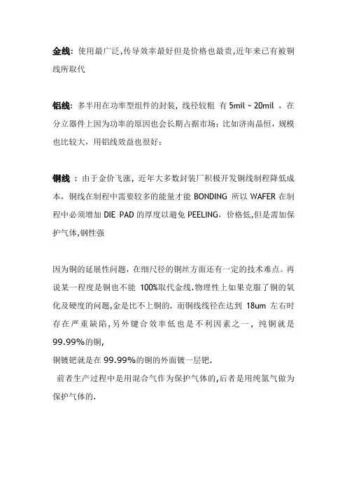 铝线,银线,铜线,金线