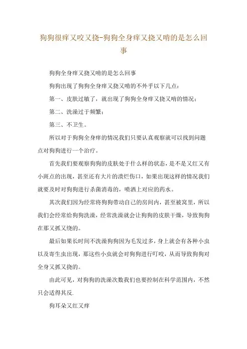 狗狗很痒又咬又挠-狗狗全身痒又挠又啃的是怎么回事