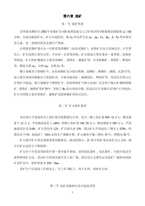 选矿设计技术说明书