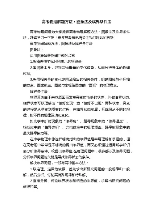 高考物理解题方法：图象法及临界条件法