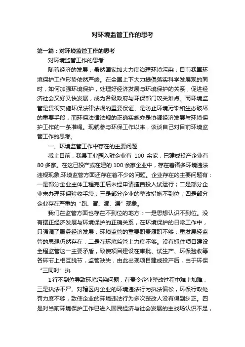 对环境监管工作的思考