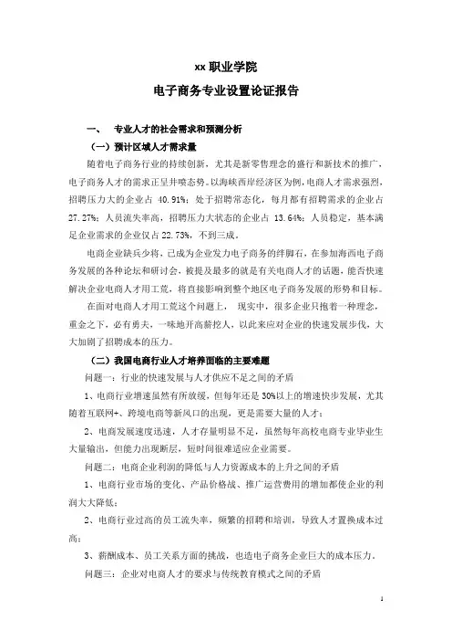 高等职业学院电子商务专业设置论证报告