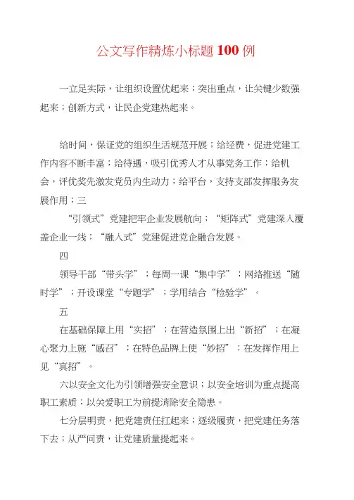 公文写作精炼小标题100例