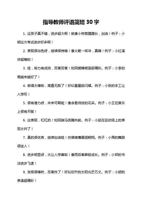 指导教师评语简短30字
