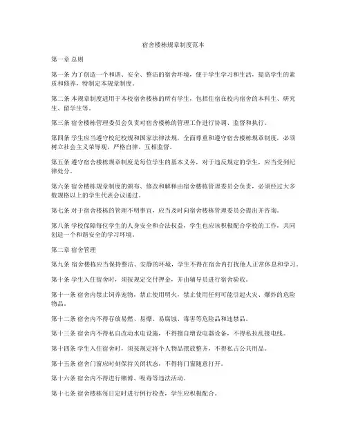 宿舍楼栋规章制度范本