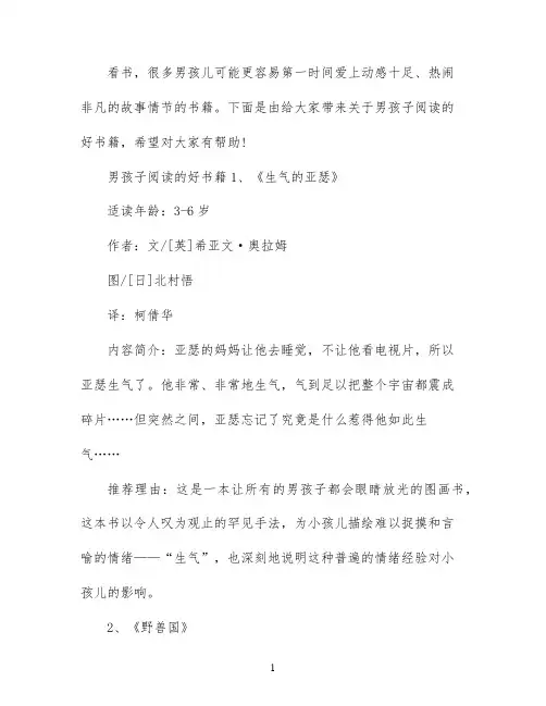 男孩子阅读的好书籍推荐