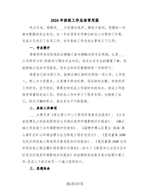 2024年班组工作总结常用版(3篇)