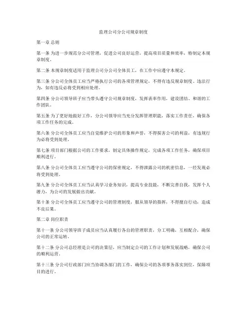 监理公司分公司规章制度