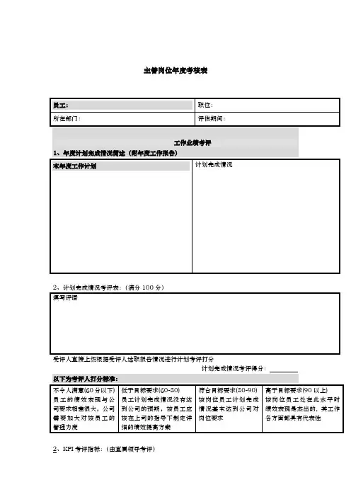 集团公司_主管岗位年度考核表