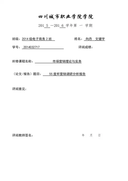 55度保温杯营销调研分析报告