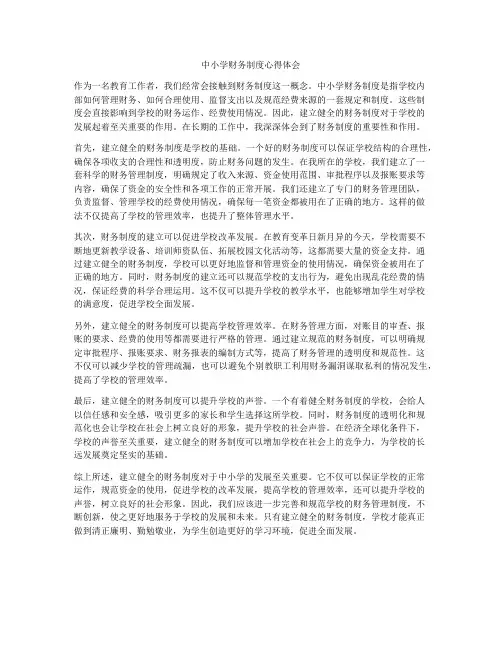 中小学财务制度心得体会