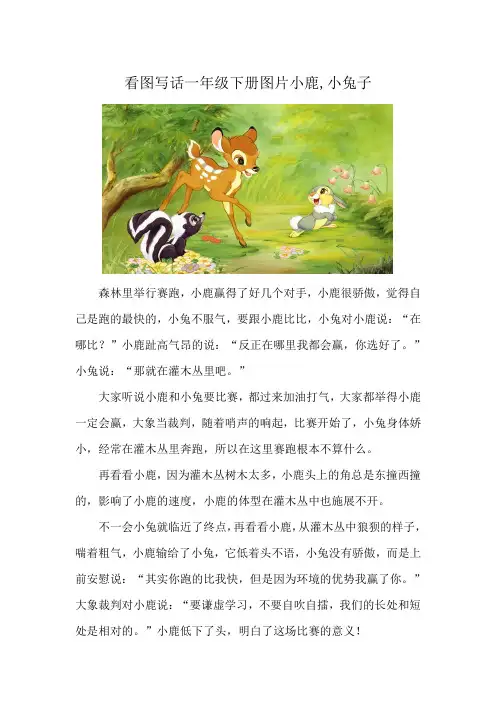 看图写话一年级下册图片小鹿,小兔子