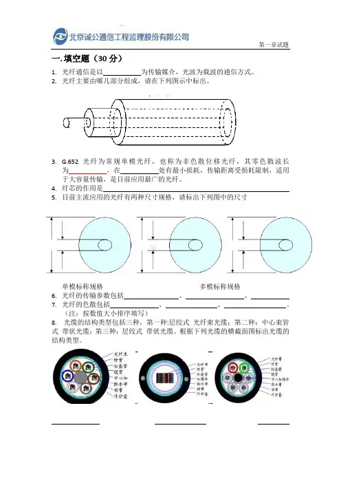 FTTH考试(第一章试题)