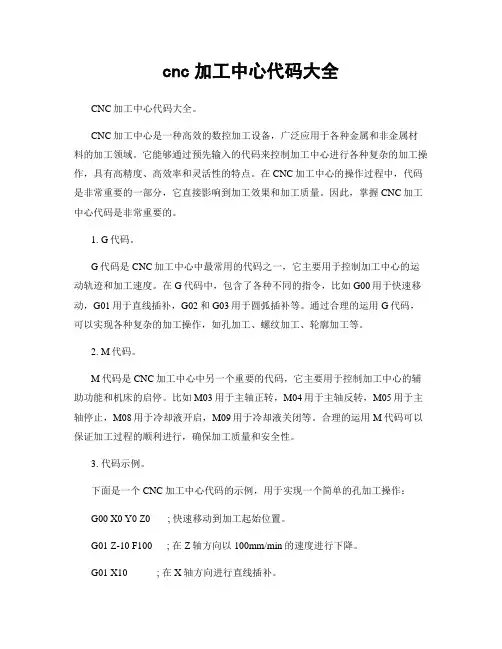 cnc加工中心代码大全