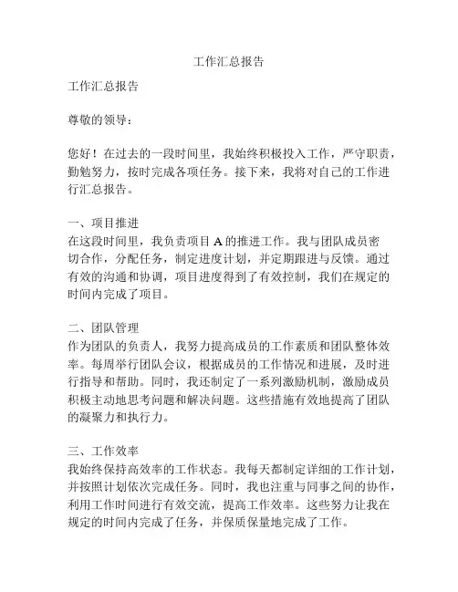 工作汇总报告