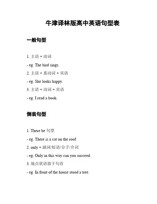 牛津译林版高中英语句型表