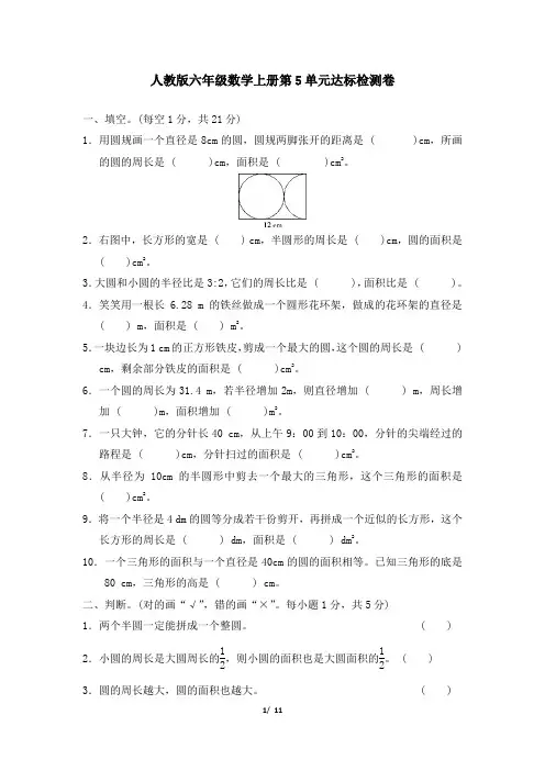 人教版六年级数学上册  第5章达标测试卷附答案