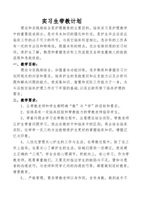 实习生带教计划
