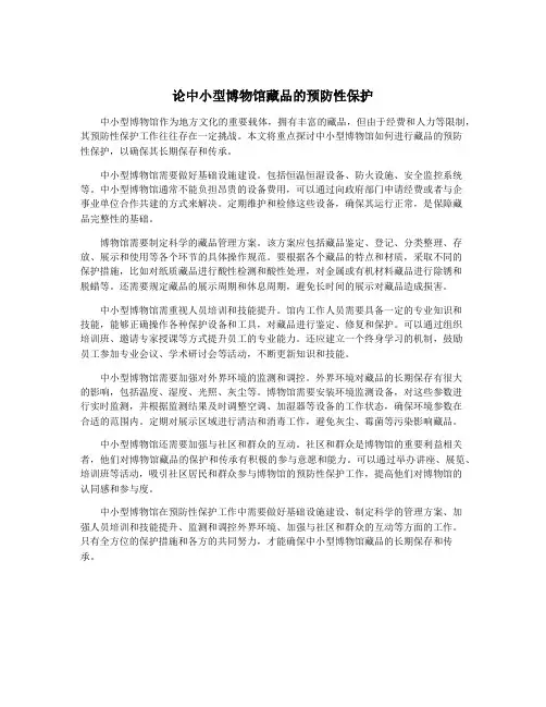 论中小型博物馆藏品的预防性保护