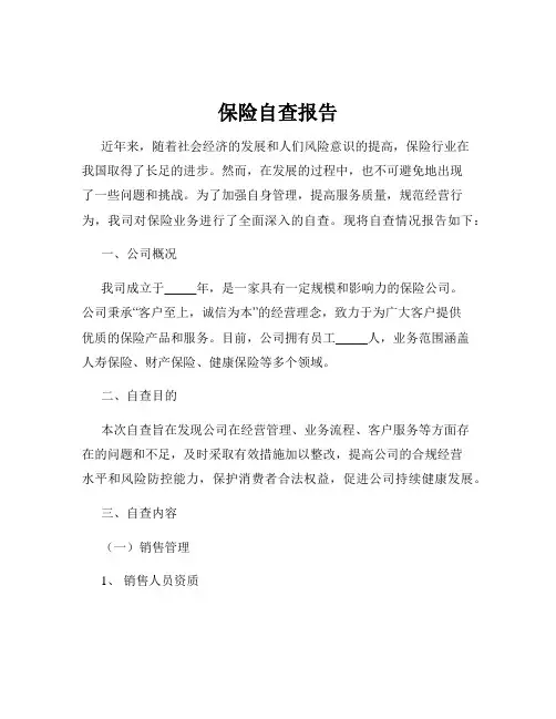 保险自查报告