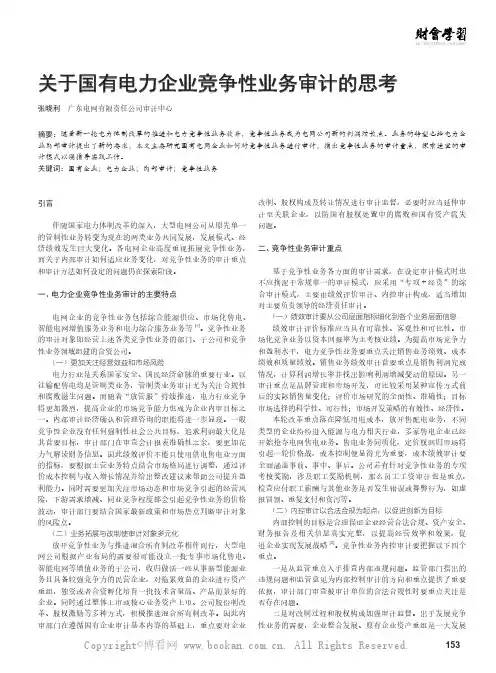 关于国有电力企业竞争性业务审计的思考