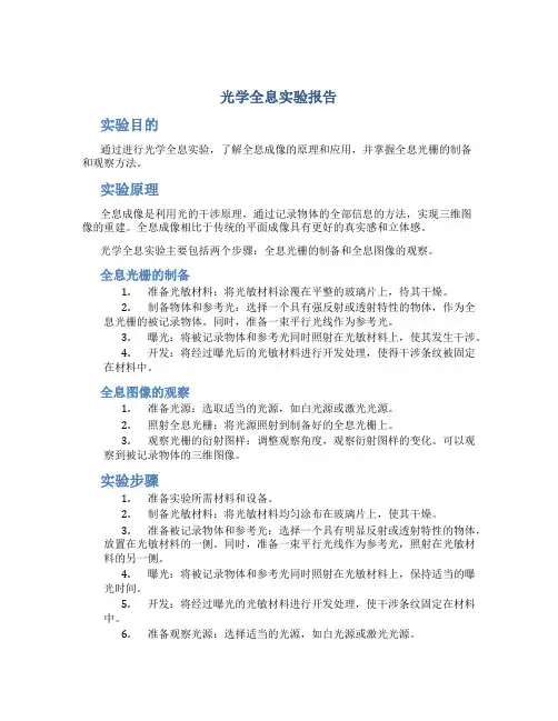光学全息实验报告