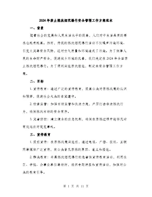 2024年禁止燃放烟花爆竹安全管理工作方案范本(3篇)