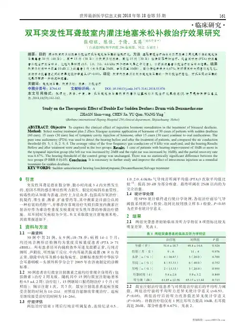 双耳突发性耳聋鼓室内灌注地塞米松补救治疗效果研究