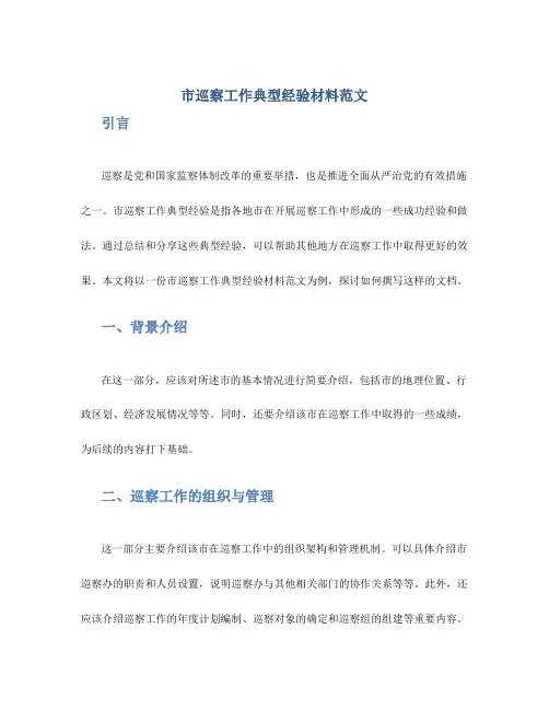 市巡察工作典型经验材料范文