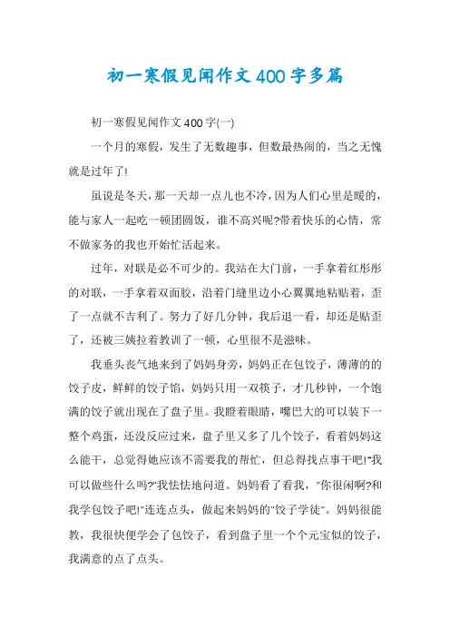 初一寒假见闻作文400字多篇