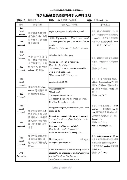 青少版新概念英语教学计划