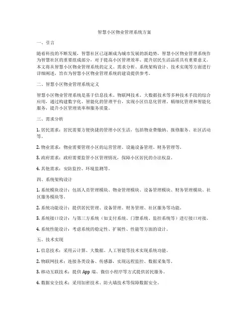 智慧小区物业管理系统方案